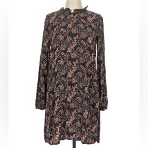 LOFT Black and Orange Patterned Dress